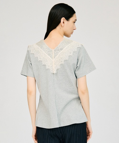 PRANK PROJECT(プランクプロジェクト)の「【2026Summer Pre-Order】VネックレースTシャツ / V-Neck Lace T-Shirt(Tシャツ/カットソー・レディース・グレー/チャコールグレー/アイボリー・FREE)」の9枚目の写真