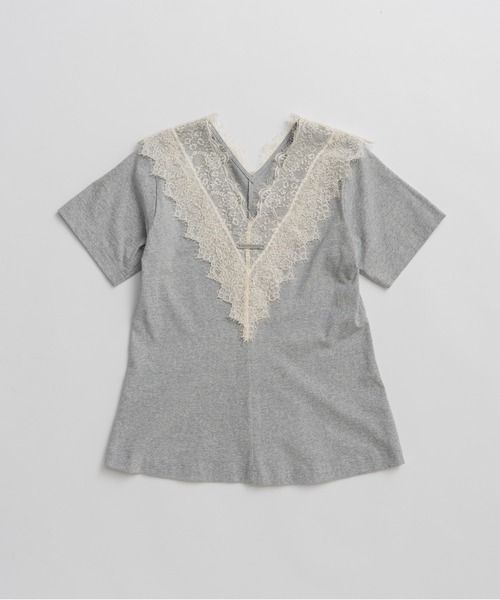 PRANK PROJECT(プランクプロジェクト)の「【2026Summer Pre-Order】VネックレースTシャツ / V-Neck Lace T-Shirt(Tシャツ/カットソー・レディース・グレー/チャコールグレー/アイボリー・FREE)」の11枚目の写真