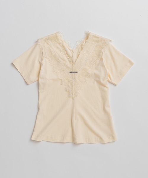 PRANK PROJECT(プランクプロジェクト)の「【2026Summer Pre-Order】VネックレースTシャツ / V-Neck Lace T-Shirt(Tシャツ/カットソー・レディース・グレー/チャコールグレー/アイボリー・FREE)」の12枚目の写真