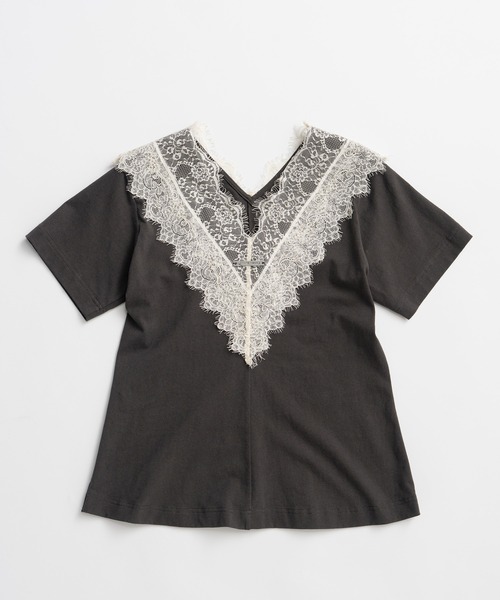PRANK PROJECT(プランクプロジェクト)の「【2026Summer Pre-Order】VネックレースTシャツ / V-Neck Lace T-Shirt(Tシャツ/カットソー・レディース・グレー/チャコールグレー/アイボリー・FREE)」の13枚目の写真
