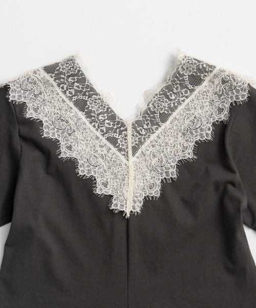 PRANK PROJECT(プランクプロジェクト)の「【2026Summer Pre-Order】VネックレースTシャツ / V-Neck Lace T-Shirt(Tシャツ/カットソー・レディース・グレー/チャコールグレー/アイボリー・FREE)」の16枚目の写真