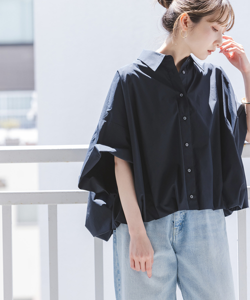 PROVOKE (プロヴォーク)の「PROVOKE/プロヴォーク short-sleeve balloon shirt(シャツ/ブラウス・レディース・ベージュ/ネイビー/ホワイト・FREE)」の3枚目の写真