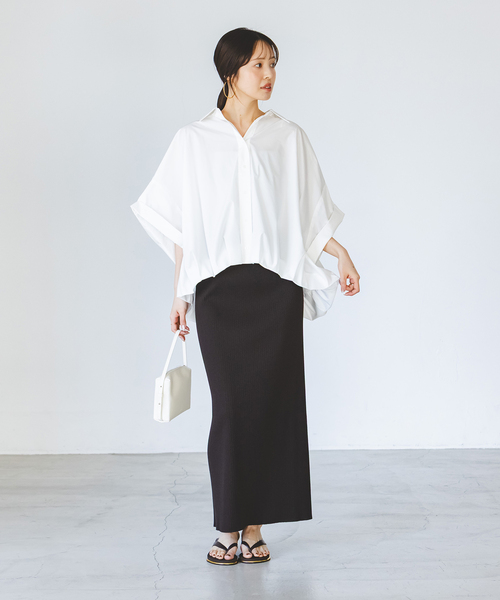 PROVOKE (プロヴォーク)の「PROVOKE/プロヴォーク short-sleeve balloon shirt(シャツ/ブラウス・レディース・ベージュ/ネイビー/ホワイト・FREE)」の7枚目の写真