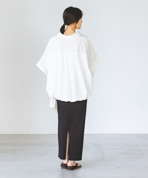 PROVOKE (プロヴォーク)の「PROVOKE/プロヴォーク short-sleeve balloon shirt(シャツ/ブラウス・レディース・ベージュ/ネイビー/ホワイト・FREE)」の8枚目の写真