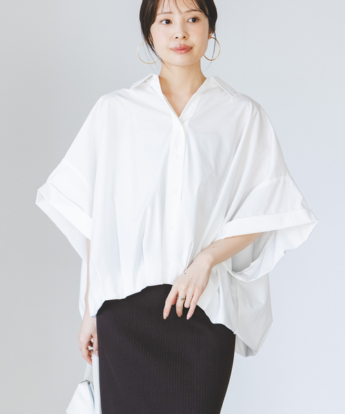 PROVOKE (プロヴォーク)の「PROVOKE/プロヴォーク short-sleeve balloon shirt(シャツ/ブラウス・レディース・ベージュ/ネイビー/ホワイト・FREE)」の9枚目の写真