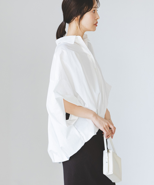 PROVOKE (プロヴォーク)の「PROVOKE/プロヴォーク short-sleeve balloon shirt(シャツ/ブラウス・レディース・ベージュ/ネイビー/ホワイト・FREE)」の10枚目の写真