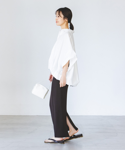 PROVOKE (プロヴォーク)の「PROVOKE/プロヴォーク short-sleeve balloon shirt(シャツ/ブラウス・レディース・ベージュ/ネイビー/ホワイト・FREE)」の13枚目の写真