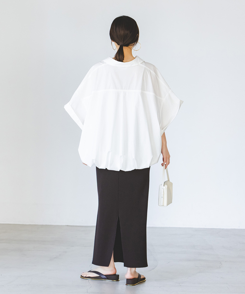 PROVOKE (プロヴォーク)の「PROVOKE/プロヴォーク short-sleeve balloon shirt(シャツ/ブラウス・レディース・ベージュ/ネイビー/ホワイト・FREE)」の14枚目の写真