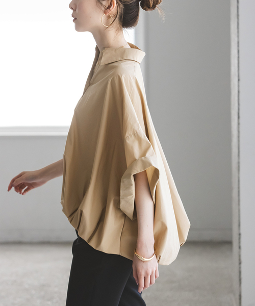 PROVOKE (プロヴォーク)の「PROVOKE/プロヴォーク short-sleeve balloon shirt(シャツ/ブラウス・レディース・ベージュ/ネイビー/ホワイト・FREE)」の17枚目の写真
