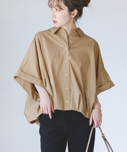 PROVOKE (プロヴォーク)の「PROVOKE/プロヴォーク short-sleeve balloon shirt(シャツ/ブラウス・レディース・ベージュ/ネイビー/ホワイト・FREE)」の20枚目の写真