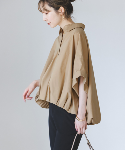PROVOKE (プロヴォーク)の「PROVOKE/プロヴォーク short-sleeve balloon shirt(シャツ/ブラウス・レディース・ベージュ/ネイビー/ホワイト・FREE)」の21枚目の写真
