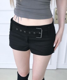 micro belt cotton shorts
