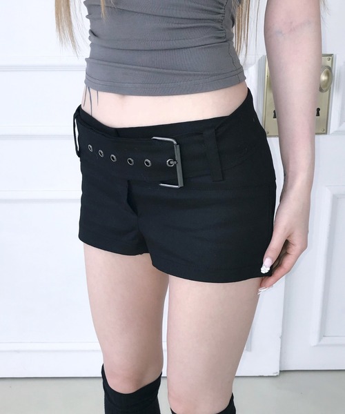 THEAIRTOWN(ジエアタウン)の「micro belt cotton shorts(その他パンツ・レディース・ブラック/ダークグレー・FREE)」の5枚目の写真