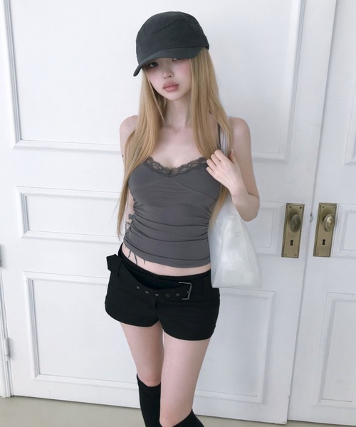 THEAIRTOWN(ジエアタウン)の「micro belt cotton shorts(その他パンツ・レディース・ブラック/ダークグレー・FREE)」の9枚目の写真