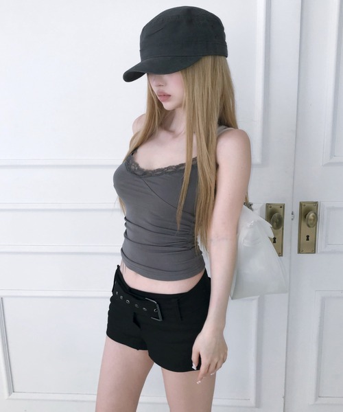 THEAIRTOWN(ジエアタウン)の「micro belt cotton shorts(その他パンツ・レディース・ブラック/ダークグレー・FREE)」の8枚目の写真