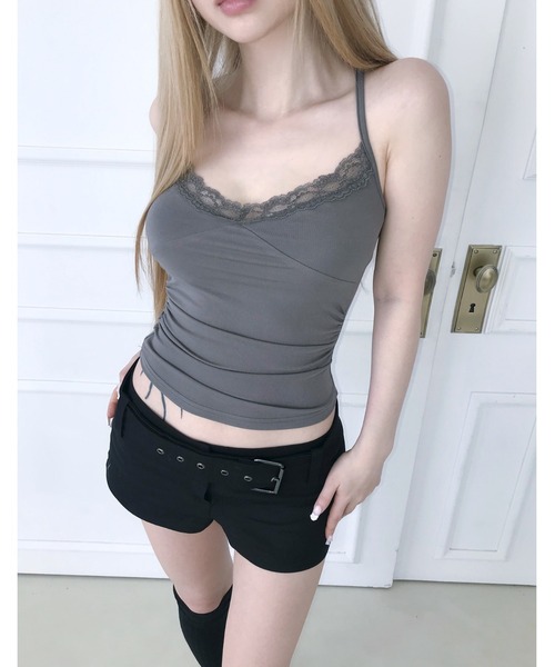 THEAIRTOWN(ジエアタウン)の「micro belt cotton shorts(その他パンツ・レディース・ブラック/ダークグレー・FREE)」の6枚目の写真