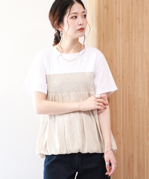 FUNALIVE(ファンアライブ)の「【MAKITO】 シャーリング刺繍切替プルオーバー 半袖(Tシャツ/カットソー・レディース・ブラック/オフホワイト・FREE)」の11枚目の写真
