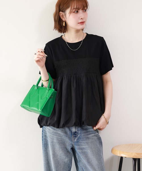 FUNALIVE(ファンアライブ)の「【MAKITO】 シャーリング刺繍切替プルオーバー 半袖(Tシャツ/カットソー・レディース・ブラック/オフホワイト・FREE)」の17枚目の写真
