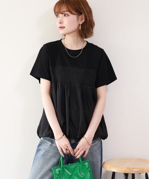FUNALIVE(ファンアライブ)の「【MAKITO】 シャーリング刺繍切替プルオーバー 半袖(Tシャツ/カットソー・レディース・ブラック/オフホワイト・FREE)」の18枚目の写真