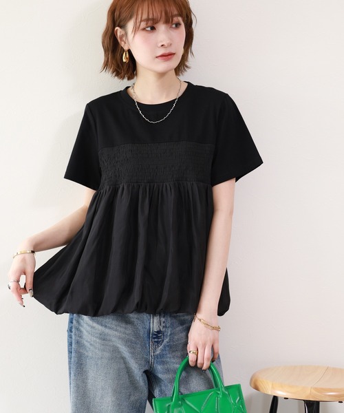 FUNALIVE(ファンアライブ)の「【MAKITO】 シャーリング刺繍切替プルオーバー 半袖(Tシャツ/カットソー・レディース・ブラック/オフホワイト・FREE)」の19枚目の写真