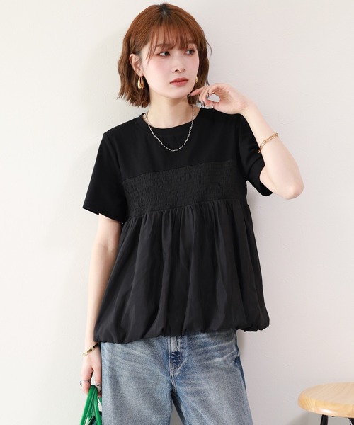 FUNALIVE(ファンアライブ)の「【MAKITO】 シャーリング刺繍切替プルオーバー 半袖(Tシャツ/カットソー・レディース・ブラック/オフホワイト・FREE)」の21枚目の写真