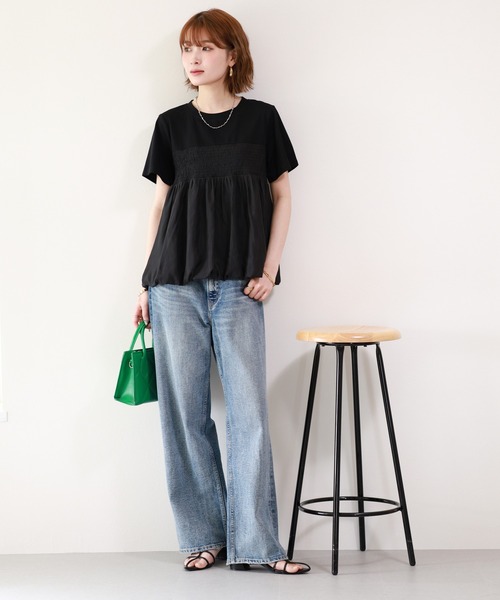 FUNALIVE(ファンアライブ)の「【MAKITO】 シャーリング刺繍切替プルオーバー 半袖(Tシャツ/カットソー・レディース・ブラック/オフホワイト・FREE)」の22枚目の写真