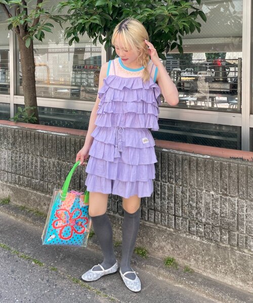 HELLO.SANFRANCISCO(ハローサンフランシスコ)の「【HELLO.SANFRANCISCO/ハローサンフランシスコ】ラメドットフリルキャミ(Tシャツ/カットソー・レディース・サックスブルー/ホワイト・ONE SIZE)」の8枚目の写真