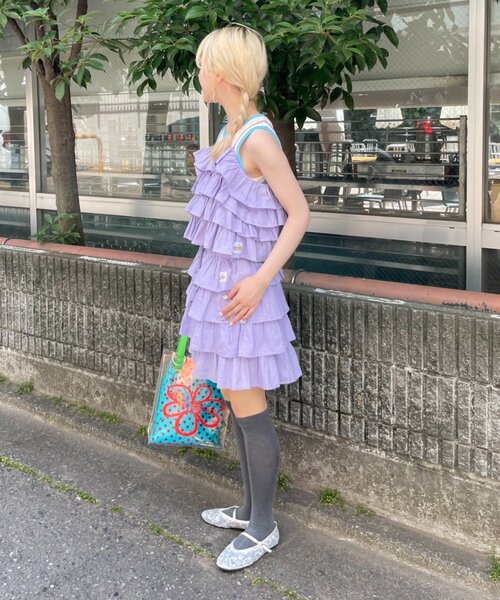 HELLO.SANFRANCISCO(ハローサンフランシスコ)の「【HELLO.SANFRANCISCO/ハローサンフランシスコ】ラメドットフリルキャミ(Tシャツ/カットソー・レディース・サックスブルー/ホワイト・ONE SIZE)」の9枚目の写真