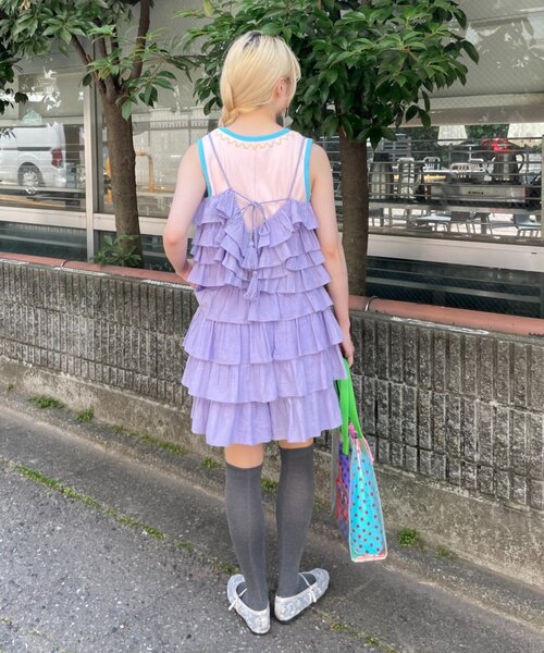 HELLO.SANFRANCISCO(ハローサンフランシスコ)の「【HELLO.SANFRANCISCO/ハローサンフランシスコ】ラメドットフリルキャミ(Tシャツ/カットソー・レディース・サックスブルー/ホワイト・ONE SIZE)」の10枚目の写真