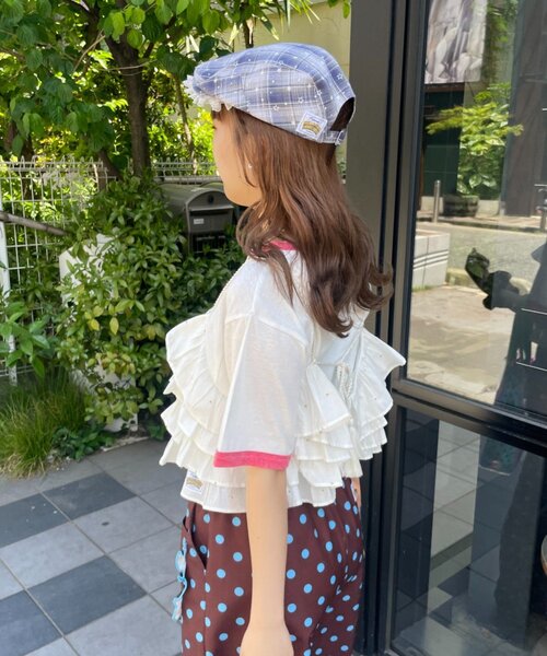 HELLO.SANFRANCISCO(ハローサンフランシスコ)の「【HELLO.SANFRANCISCO/ハローサンフランシスコ】ラメドットフリルキャミ(Tシャツ/カットソー・レディース・サックスブルー/ホワイト・ONE SIZE)」の12枚目の写真