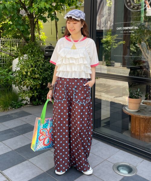 HELLO.SANFRANCISCO(ハローサンフランシスコ)の「【HELLO.SANFRANCISCO/ハローサンフランシスコ】ラメドットフリルキャミ(Tシャツ/カットソー・レディース・サックスブルー/ホワイト・ONE SIZE)」の14枚目の写真