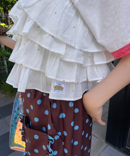 HELLO.SANFRANCISCO(ハローサンフランシスコ)の「【HELLO.SANFRANCISCO/ハローサンフランシスコ】ラメドットフリルキャミ(Tシャツ/カットソー・レディース・サックスブルー/ホワイト・ONE SIZE)」の16枚目の写真
