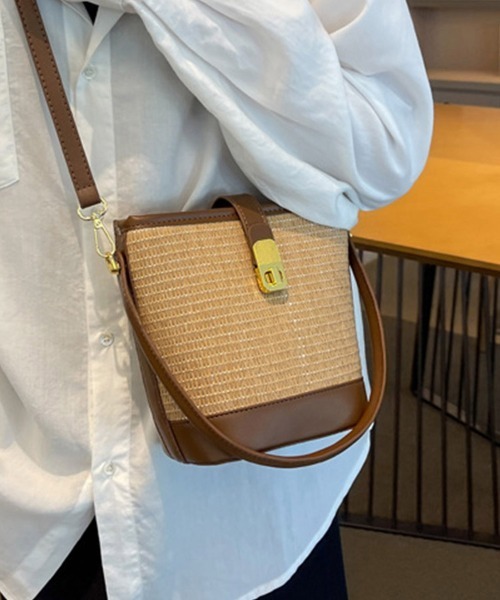 ONEP STAR(ワンピスター)の「2wayカゴ風ショルダーバッグ(ショルダーバッグ・レディース・オフホワイト/ブラウン/カーキ・FREE)」の8枚目の写真