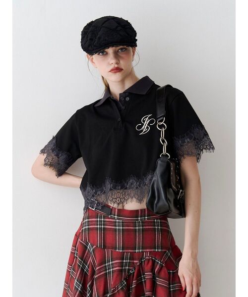 jouetie(ジュエティ)の「レースドッキングポロトップス(Tシャツ/カットソー・レディース・ネイビー/ブラック/グレー・FREE)」の18枚目の写真