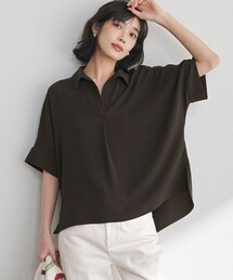 ストレッチジョーゼット スキッパーネック ブラウス