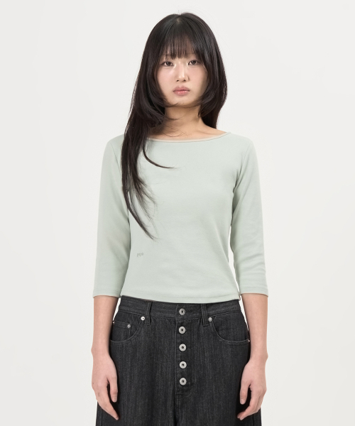 PEPLEE(ペプリー)の「Boat Neck 3/4 Sleeve Tee (Mint Green)(Tシャツ/カットソー・レディース・その他・SMALL/MEDIUM)」の1枚目の写真