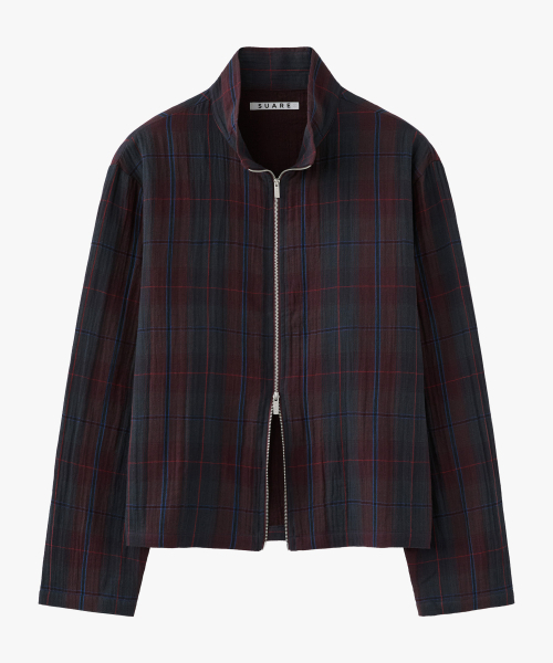 SUARE(スアレ)の「シアータータンチェックジップアップシャツレッド(その他アウター・メンズ・レッド・MEDIUM/LARGE/X-LARGE)」の1枚目の写真