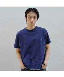 レイヤードペインティング半袖Tシャツ[ネイビー]
