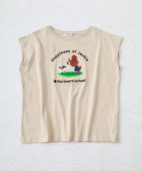 FUNALIVE(ファンアライブ)の「くまのがっこう 仲良し柄 フレンチ袖Tシャツ(Tシャツ/カットソー・レディース・ブラック/ホワイト/グレイッシュベージュ・LL/L/M)」の3枚目の写真