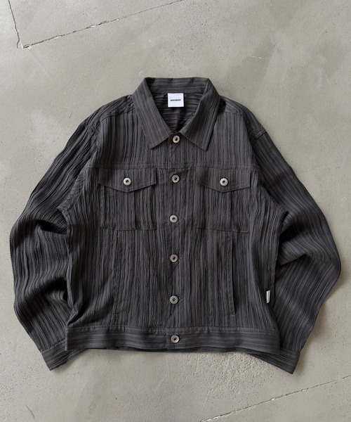 WISH FOR EVER(ウィッシュフォーエバー)の「RANDOM SHIRRING SHIRT JACKET/ランダムシャーリングシャツジャケット(その他アウター・メンズ・グレー/ホワイト/ブラック・SMALL/MEDIUM/LARGE)」の3枚目の写真