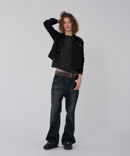 WISH FOR EVER(ウィッシュフォーエバー)の「RANDOM SHIRRING SHIRT JACKET/ランダムシャーリングシャツジャケット(その他アウター・メンズ・グレー/ホワイト/ブラック・SMALL/MEDIUM/LARGE)」の5枚目の写真