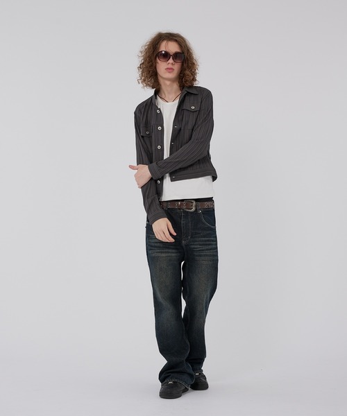 WISH FOR EVER(ウィッシュフォーエバー)の「RANDOM SHIRRING SHIRT JACKET/ランダムシャーリングシャツジャケット(その他アウター・メンズ・グレー/ホワイト/ブラック・SMALL/MEDIUM/LARGE)」の6枚目の写真