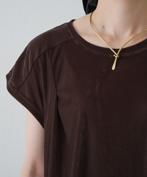 PUAL CE CIN(ピュアルセシン)の「レースヘムシアーベロアTシャツ(Tシャツ/カットソー・レディース・ブラック/ダークブラウン・MEDIUM)」の13枚目の写真