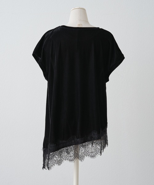 PUAL CE CIN(ピュアルセシン)の「レースヘムシアーベロアTシャツ(Tシャツ/カットソー・レディース・ブラック/ダークブラウン・MEDIUM)」の21枚目の写真