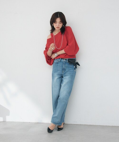 RIVE DROITE（リヴドロワ）の「【A・MONN】cropped KNIT（ニット/セーター・レディース・ブラック/オフホワイト/レッド・FREE）」の6枚目の写真