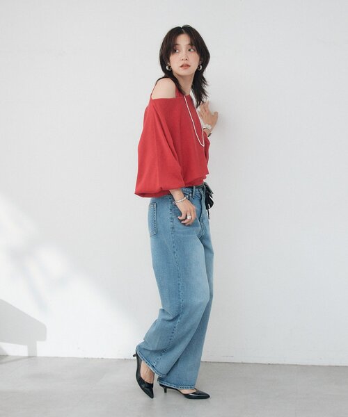 RIVE DROITE（リヴドロワ）の「【A・MONN】cropped KNIT（ニット/セーター・レディース・ブラック/オフホワイト/レッド・FREE）」の7枚目の写真