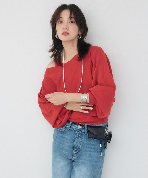 RIVE DROITE（リヴドロワ）の「【A・MONN】cropped KNIT（ニット/セーター・レディース・ブラック/オフホワイト/レッド・FREE）」の9枚目の写真
