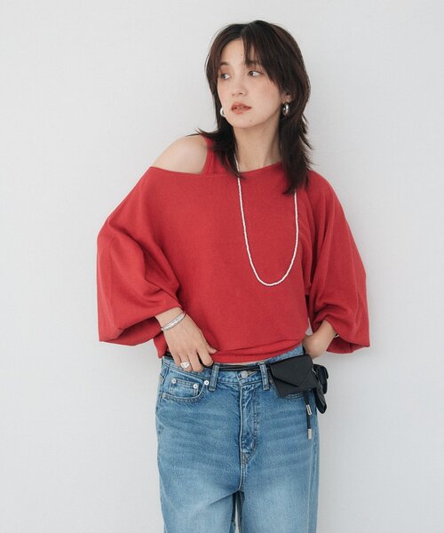 RIVE DROITE（リヴドロワ）の「【A・MONN】cropped KNIT（ニット/セーター・レディース・ブラック/オフホワイト/レッド・FREE）」の10枚目の写真