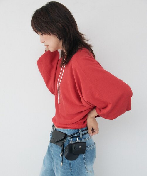 RIVE DROITE（リヴドロワ）の「【A・MONN】cropped KNIT（ニット/セーター・レディース・ブラック/オフホワイト/レッド・FREE）」の11枚目の写真