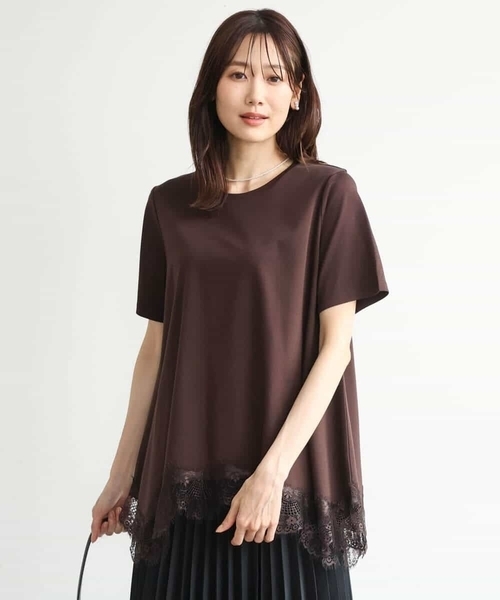 MK MICHEL KLEIN（エムケーミッシェルクラン）の「[洗える]イレヘムレースデザインカットソー（Tシャツ/カットソー・レディース・アイボリー/ブラック/ブラウン・38）」の5枚目の写真